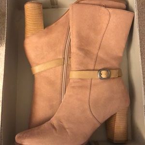 Tan faux suede boots